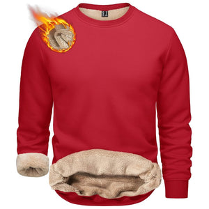 TACVASEN Tomato Red Men's Sherpa Lined Sweatshirt Warm Heavyweight Fleece Pullover