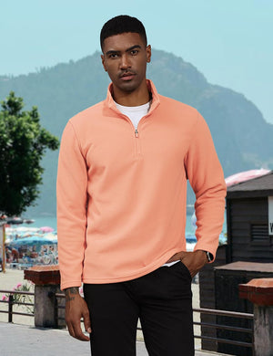 TACVASEN Apricot Men's Pullover Workout Fleece 1/4 Zip Uncw Vintage Sweatshirts