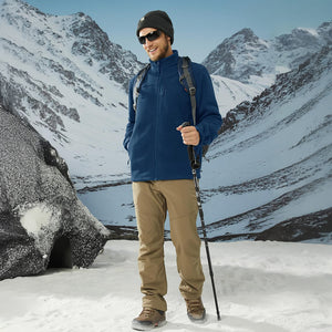 TACVASEN Blue Green Lightweight Polar Fleece Jacket for Hiking