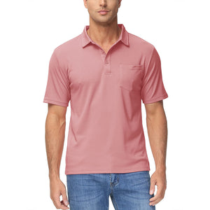 TACVASEN Grey Pink Men's Lightweight Hiking Fishing Polo Shirts