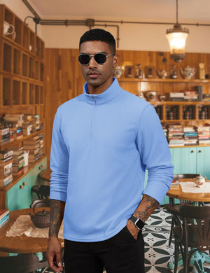TACVASEN Light Blue Men's Pullover Workout Fleece 1/4 Zip Uncw Vintage Sweatshirts