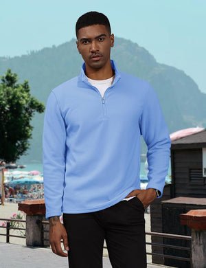 TACVASEN Light Blue Men's Pullover Workout Fleece 1/4 Zip Uncw Vintage Sweatshirts