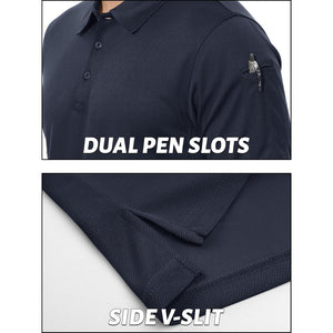 TACVASEN Navy Men's Dry Fit UPF 50+ Golf Workwear Tactical Polo Shirt