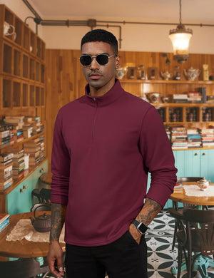 TACVASEN Wine Red Men's Pullover Workout Fleece 1/4 Zip Uncw Vintage Sweatshirts