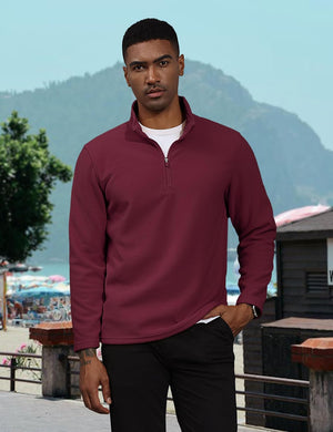 TACVASEN Wine Red Men's Pullover Workout Fleece 1/4 Zip Uncw Vintage Sweatshirts