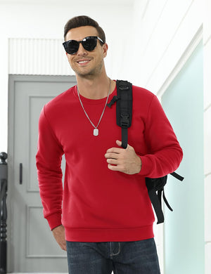 TACVASEN Tomato Red Men's Sherpa Lined Sweatshirt Warm Heavyweight Fleece Pullover