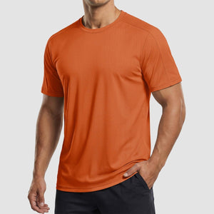 TACVASEN Orange Athletic Performance Tee with Tailored Fit Sleeves