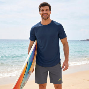 TACVASEN Navy Curved Hem Fashion UPF50+ Quick - Drying Protective Shirt
