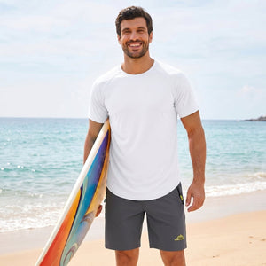 TACVASEN White Curved Hem Fashion UPF50+ Quick - Drying Protective Shirt