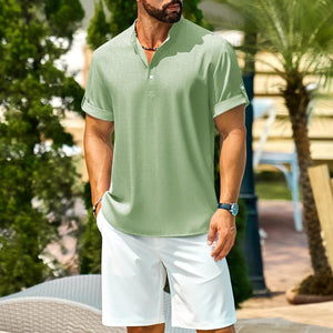 TACVASEN Light green Henley Casual Lightweight Beach Shirts