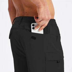 TACVASEN Black Hiking Shorts Zippered Pockets