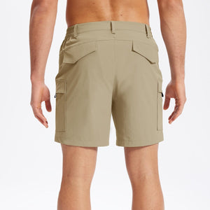 TACVASEN Khaki Hiking Shorts Zippered Pockets
