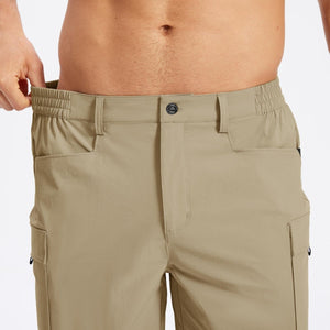 TACVASEN Khaki Hiking Shorts Zippered Pockets