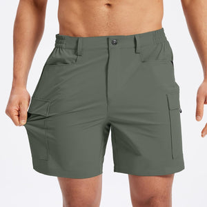 TACVASEN Dark Grayish Green Hiking Shorts Zippered Pockets