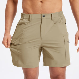 TACVASEN Khaki Hiking Shorts Zippered Pockets