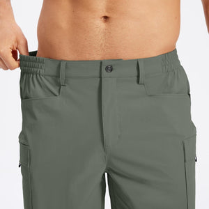 TACVASEN Dark Grayish Green Hiking Shorts Zippered Pockets