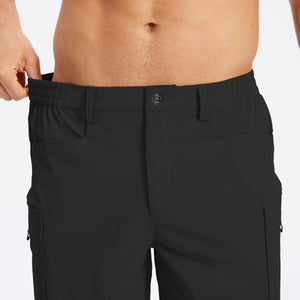 TACVASEN Black Hiking Shorts Zippered Pockets