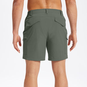 TACVASEN Dark Grayish Green Hiking Shorts Zippered Pockets
