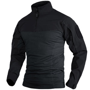 TACVASEN Navy Black Ligthweight Quarter Zip Military T-Shirt
