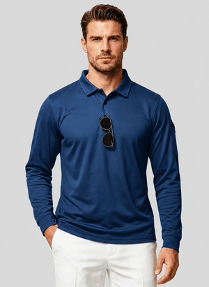 TACVASEN Azure Long Sleeve Quick Dry Tactical Performance Polo Shirt