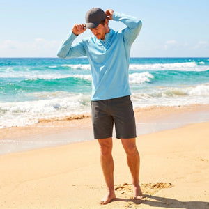 TACVASEN Waterfall Blue Long Sleeve Sun Shirt UPF 50+ Zip Fishing Running Rashguard