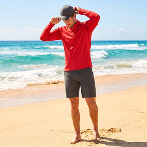 TACVASEN Tomato Red Long Sleeve Sun Shirt UPF 50+ Zip Fishing Running Rashguard