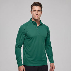 TACVASEN Emerald Green Long Sleeve Sun Shirt UPF 50+ Zip Fishing Running Rashguard