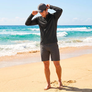 TACVASEN Black Long Sleeve Sun Shirt UPF 50+ Zip Fishing Running Rashguard
