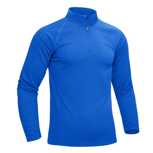 TACVASEN Sapphire Blue Long Sleeve Sun Shirt UPF 50+ Zip Fishing Running Rashguard