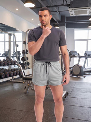 TACVASEN Light Grey Men's 3 Inch Quick Dry Lightweight Athletic Shorts