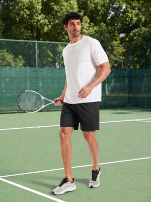 TACVASEN Black Men's 7-inch Quick Dry Lightweight Athletic Running Shorts