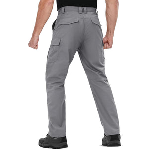TACVASEN Light Grey Men's 9 Pockets Ripstop Water Repellent Tactical Pants