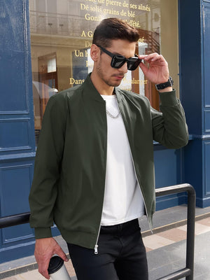 TACVASEN Army Green Men's Bomber Jacket Lightweight Windbreaker Plaid Lined