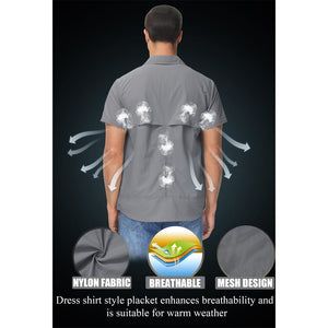 TACVASEN Khaki Men's Breathable Quick - Dry Convertible Outdoor Shirt
