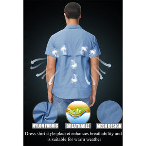 TACVASEN Khaki Men's Breathable Quick - Dry Convertible Outdoor Shirt
