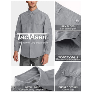TACVASEN Black Men's Breathable Quick Dry Long Sleeve Shirts