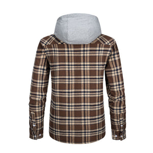 TACVASEN Blue White Men's Buffalo Plaid Hooded Casual Shirt Jacket