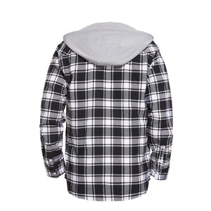 TACVASEN Blue White Men's Buffalo Plaid Hooded Casual Shirt Jacket