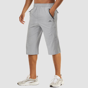 TACVASEN Light Grey Men's Capri Shorts Quick Dry Below Knee for Hiking