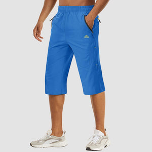 TACVASEN Royal Blue Men's Capri Shorts Quick Dry Below Knee for Hiking