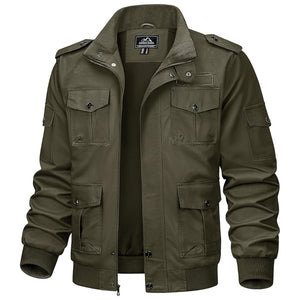 TACVASEN Army Green Men's Cargo Jackets Military Jackets with Multi Pockets