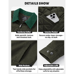 Men's Casual Corduroy Collar 5 Pockets Cotton Cargo Jackets - LT24M1262
