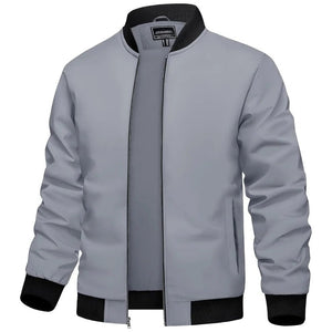 TACVASEN Light Grey Men's Casual Lightweight Bomber Jacket - Slim Fit Coat