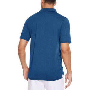 TACVASEN Mid Blue Men's Casual Polo Golf Shirts Quick Dry 3 Buttons