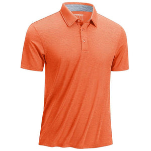TACVASEN Orange Men's Casual Polo Golf Shirts Quick Dry 3 Buttons