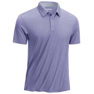 TACVASEN Light Purple Men's Casual Polo Golf Shirts Quick Dry 3 Buttons