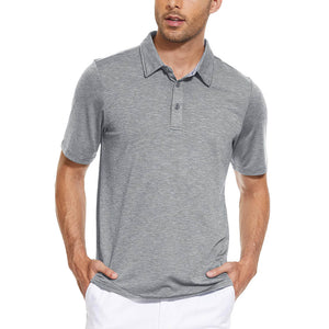 TACVASEN Silver Men's Casual Polo Golf Shirts Quick Dry 3 Buttons