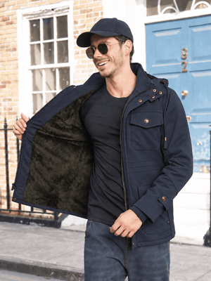 TACVASEN Navy Men's Casual Winter Cotton Military Jacket Classic