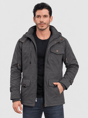 TACVASEN Dark Grey Men's Casual Winter Cotton Military Jacket Classic