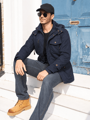 TACVASEN Navy Men's Casual Winter Cotton Military Jacket Classic